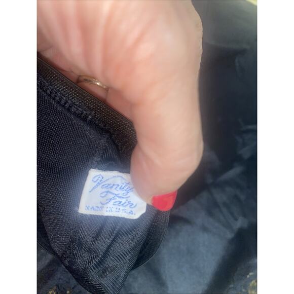 Vintage 50s 60s Vanity Fair Black Tricot Nylon Half Slip Lace Trim Hem Sz Large - Picture 7 of 8